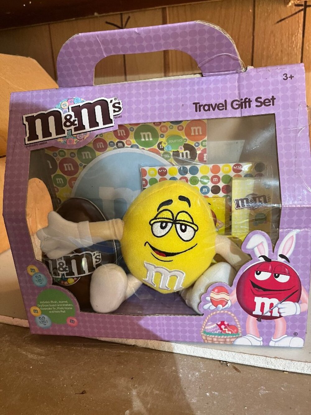 M&M's Travel Gift Set Plush Journal Dry Erase Board Markers Yellow Plush